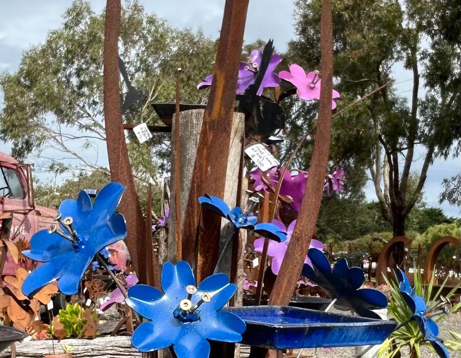 Corten steel bird baths and water features Geelong The Creek Gallery & Garden