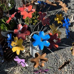 Individual Painted Metal Flowers