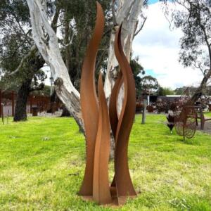 4 Piece Flame Sculpture - 1 @ 2.4m, 1 @ 2.1m, 1@1.8m, 1 @ 1.5m (750mm Base)