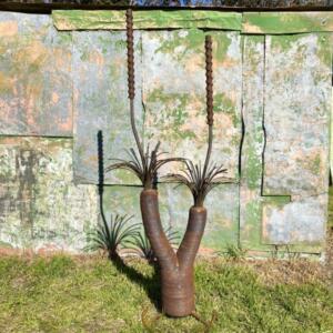 HTBGT Twin Trunk Grass Tree Rusted Steel Garden Art